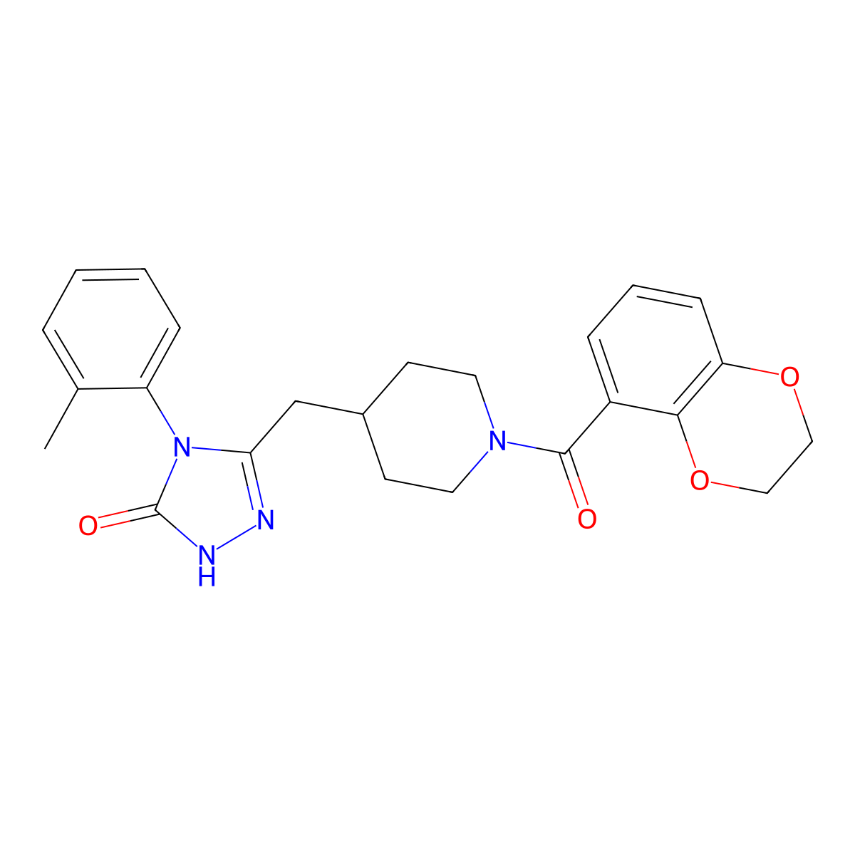 3-((1-(2,3-dihydrobenzo[b][1,4]dioxine-5-carbonyl)piperidin-4-yl)methyl)-4-(o-tolyl)-1H-1,2,4-triazol-5(4H)-one molecular structure, CAS 2034233-43-5