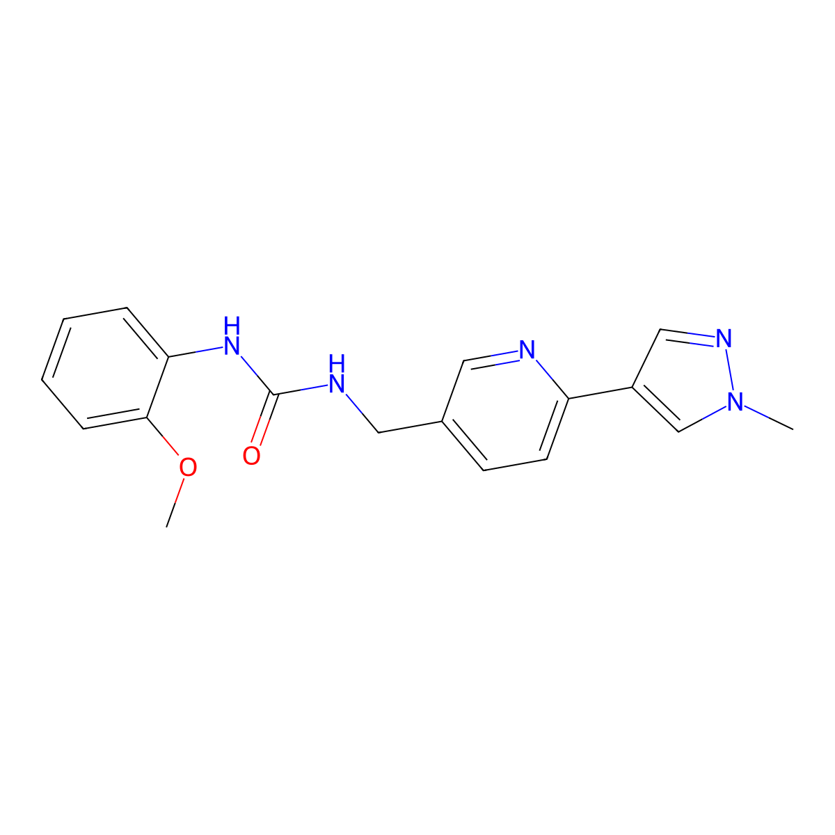 1-(2-methoxyphenyl)-3-{[6-(1-methyl-1H-pyrazol-4-yl)pyridin-3-yl]methyl}urea molecular structure, CAS 2034233-68-4