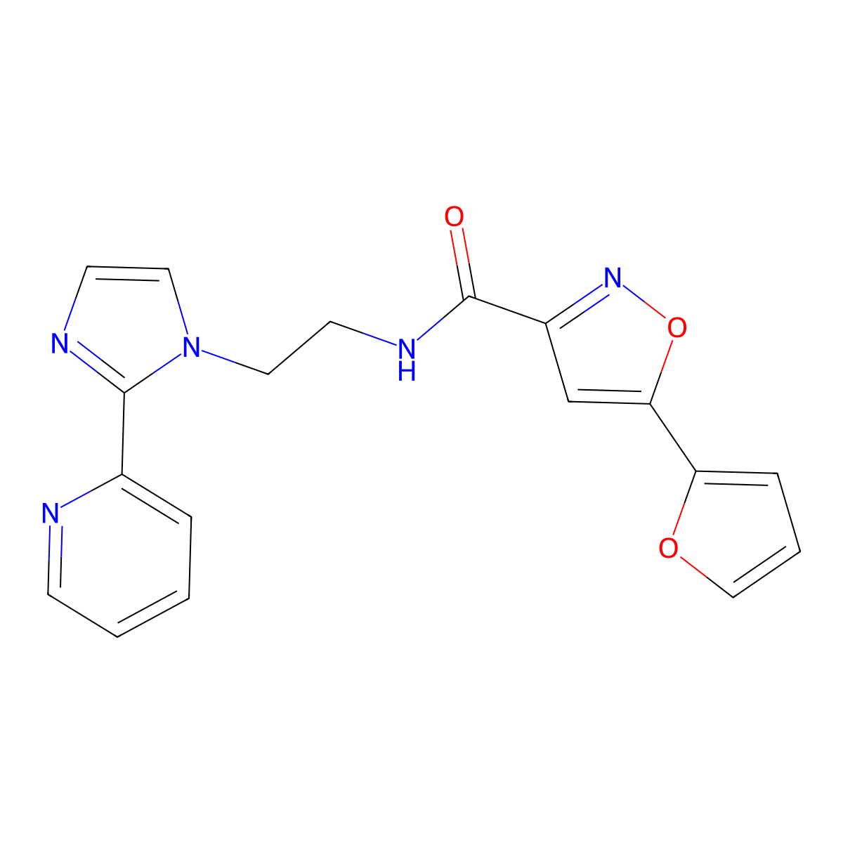 5-(furan-2-yl)-N-(2-(2-(pyridin-2-yl)-1H-imidazol-1-yl)ethyl)isoxazole-3-carboxamide molecular structure, CAS 2034233-70-8