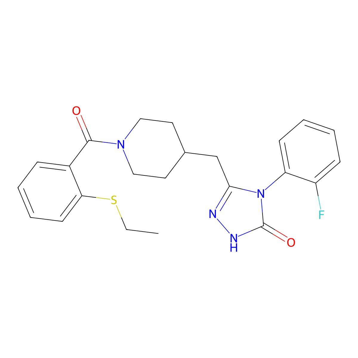 3-((1-(2-(ethylthio)benzoyl)piperidin-4-yl)methyl)-4-(2-fluorophenyl)-1H-1,2,4-triazol-5(4H)-one molecular structure, CAS 2034233-72-0