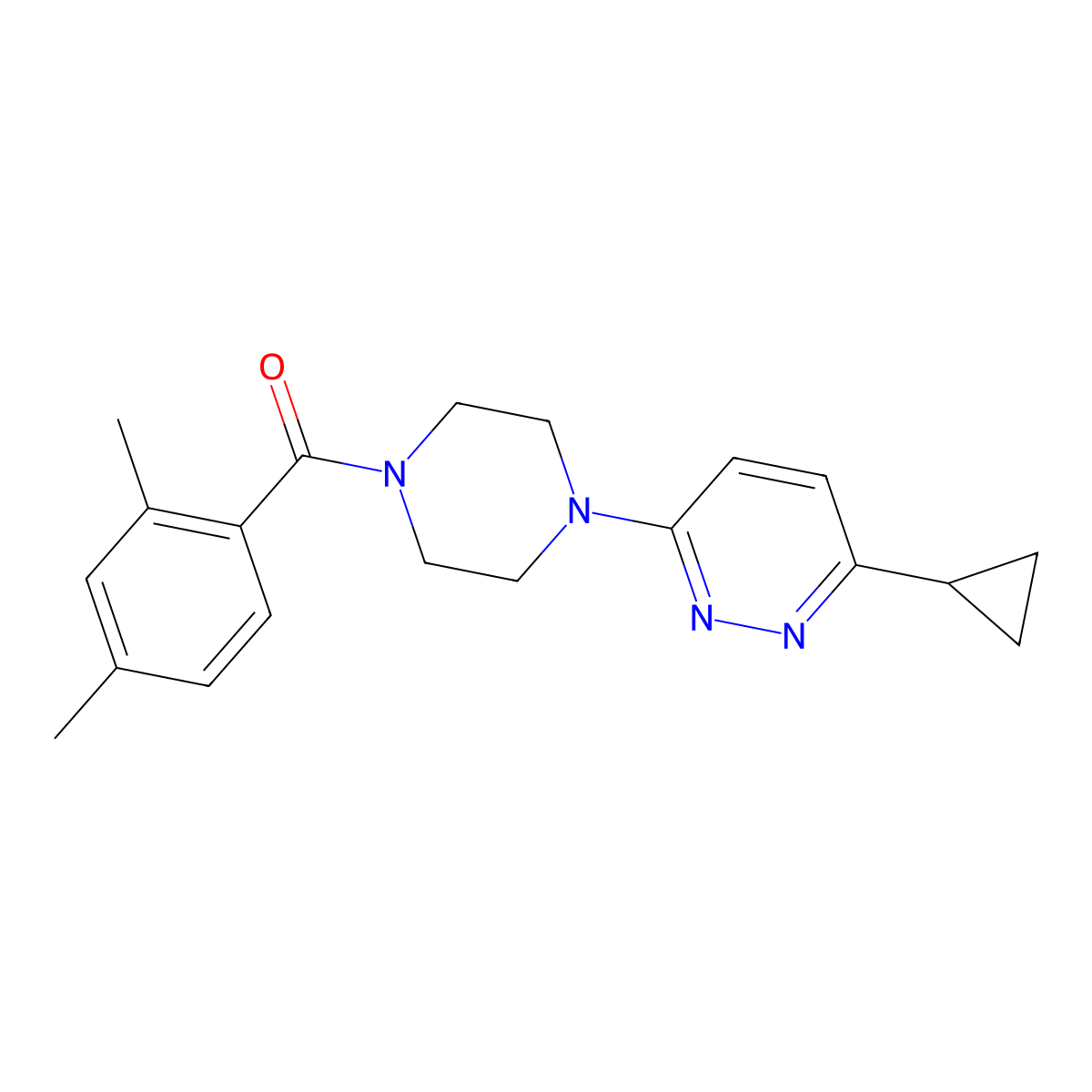 (4-(6-Cyclopropylpyridazin-3-yl)piperazin-1-yl)(2,4-dimethylphenyl)methanone molecular structure, CAS 2034233-83-3