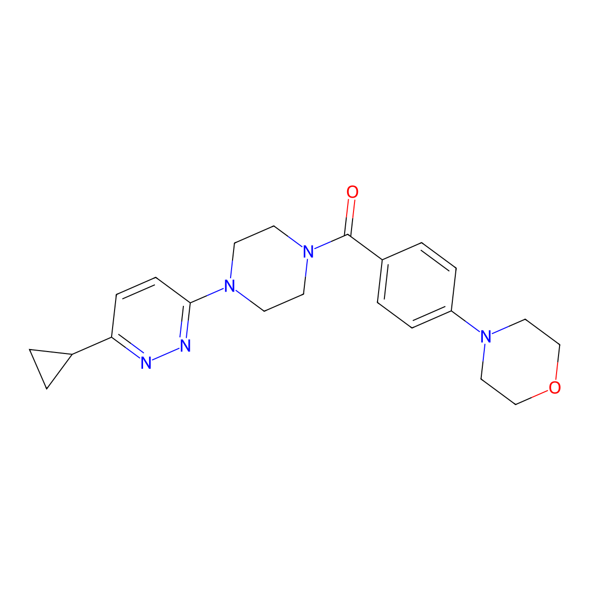 (4-(6-Cyclopropylpyridazin-3-yl)piperazin-1-yl)(4-morpholinophenyl)methanone molecular structure, CAS 2034233-85-5