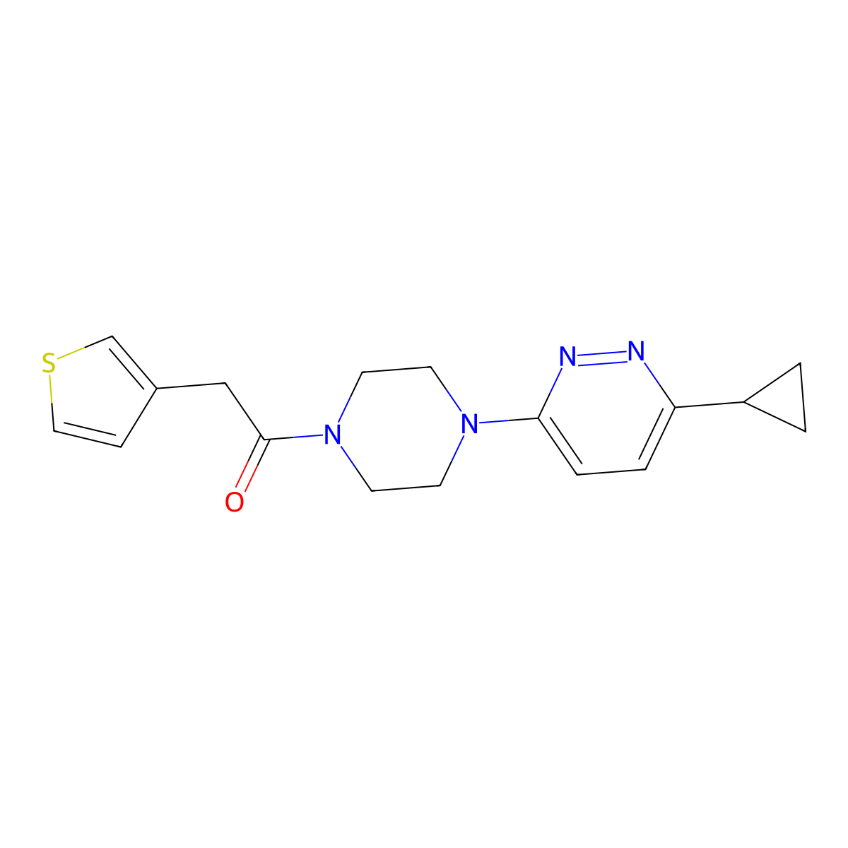 1-(4-(6-Cyclopropylpyridazin-3-yl)piperazin-1-yl)-2-(thiophen-3-yl)ethanone molecular structure, CAS 2034233-92-4
