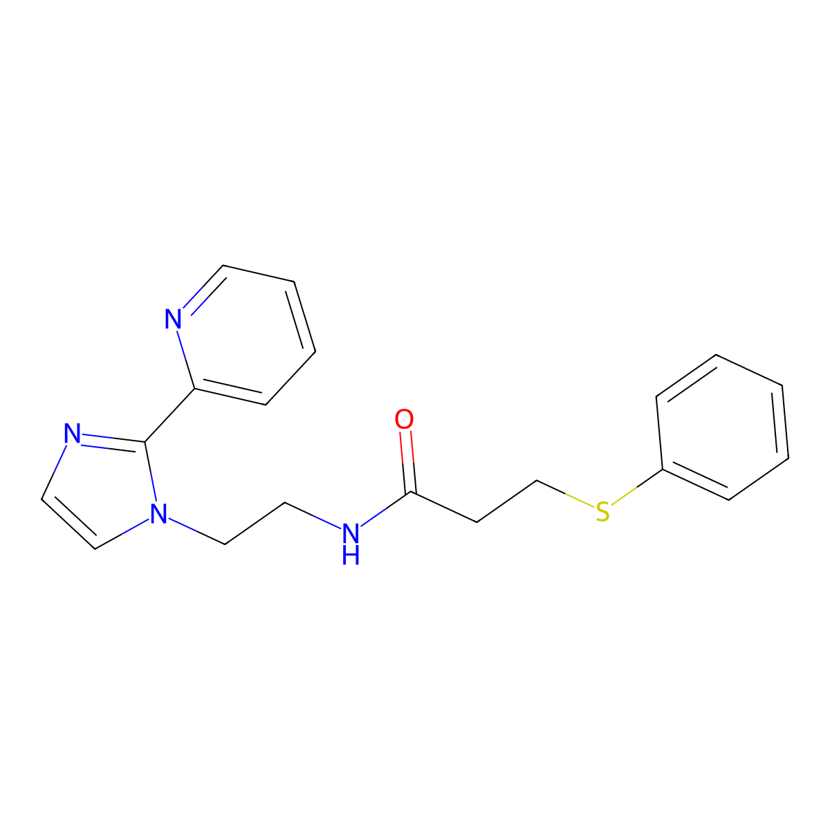 3-(phenylthio)-N-(2-(2-(pyridin-2-yl)-1H-imidazol-1-yl)ethyl)propanamide molecular structure, CAS 2034233-96-8