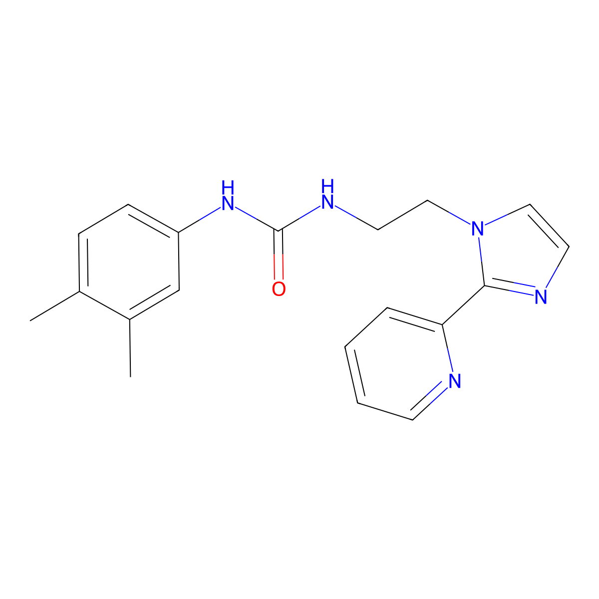 1-(3,4-dimethylphenyl)-3-{2-[2-(pyridin-2-yl)-1H-imidazol-1-yl]ethyl}urea molecular structure, CAS 2034233-99-1