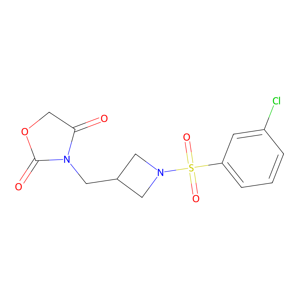 3-((1-((3-Chlorophenyl)sulfonyl)azetidin-3-yl)methyl)oxazolidine-2,4-dione molecular structure, CAS 2034234-02-9