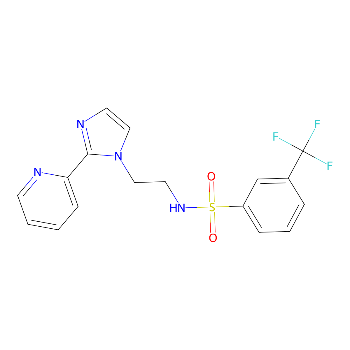 N-(2-(2-(pyridin-2-yl)-1H-imidazol-1-yl)ethyl)-3-(trifluoromethyl)benzenesulfonamide molecular structure, CAS 2034234-11-0