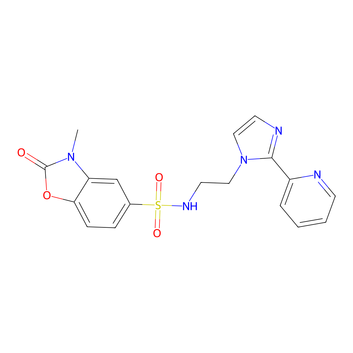 3-methyl-2-oxo-N-(2-(2-(pyridin-2-yl)-1H-imidazol-1-yl)ethyl)-2,3-dihydrobenzo[d]oxazole-5-sulfonamide molecular structure, CAS 2034234-14-3