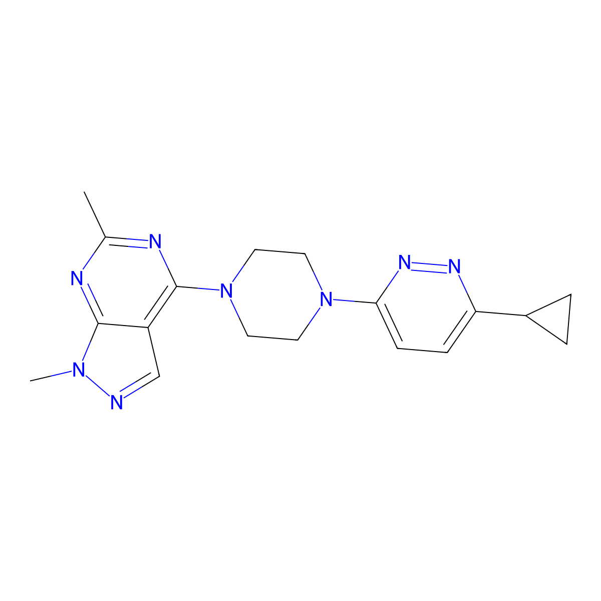 4-(4-(6-cyclopropylpyridazin-3-yl)piperazin-1-yl)-1,6-dimethyl-1H-pyrazolo[3,4-d]pyrimidine molecular structure, CAS 2034234-15-4