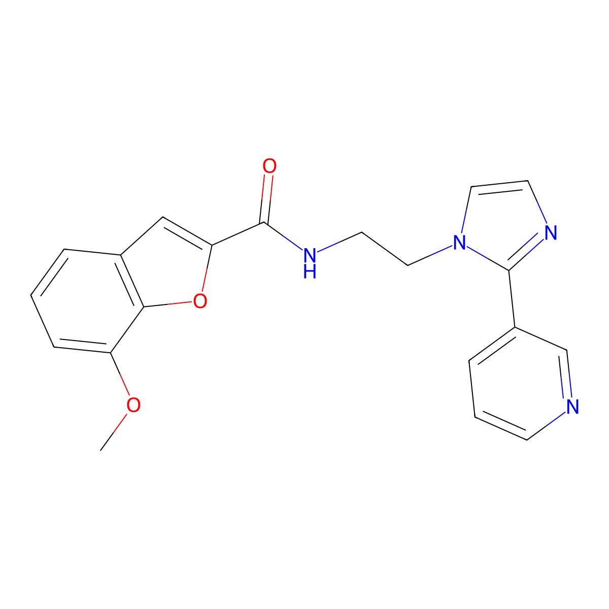 7-methoxy-N-(2-(2-(pyridin-3-yl)-1H-imidazol-1-yl)ethyl)benzofuran-2-carboxamide molecular structure, CAS 2034234-19-8