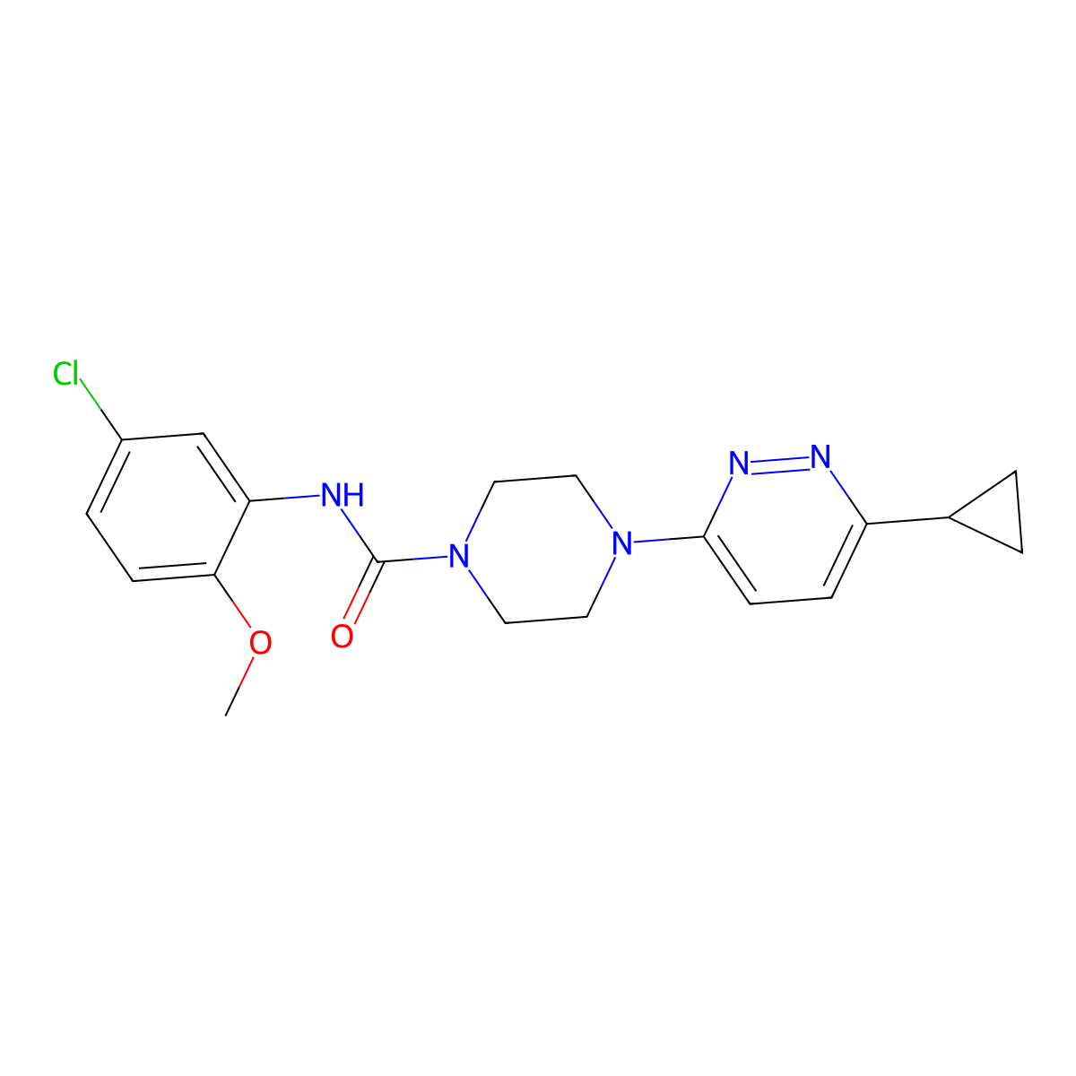 N-(5-chloro-2-methoxyphenyl)-4-(6-cyclopropylpyridazin-3-yl)piperazine-1-carboxamide molecular structure, CAS 2034234-24-5