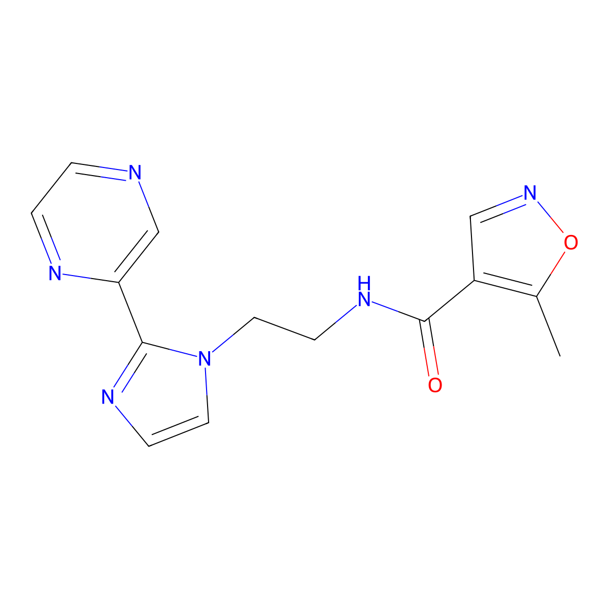 5-methyl-N-(2-(2-(pyrazin-2-yl)-1H-imidazol-1-yl)ethyl)isoxazole-4-carboxamide molecular structure, CAS 2034234-39-2