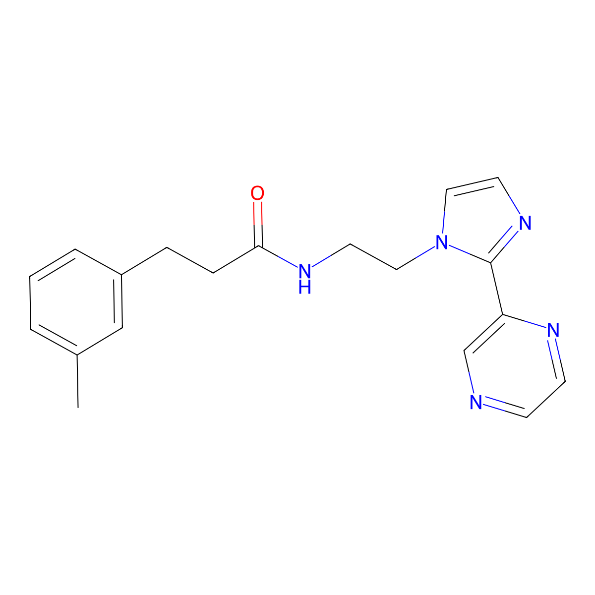N-(2-(2-(pyrazin-2-yl)-1H-imidazol-1-yl)ethyl)-3-(m-tolyl)propanamide molecular structure, CAS 2034234-43-8