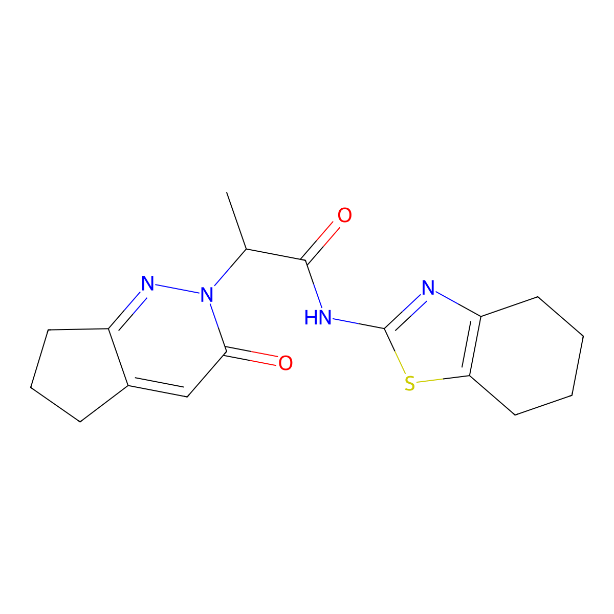 2-(3-oxo-3,5,6,7-tetrahydro-2H-cyclopenta[c]pyridazin-2-yl)-N-(4,5,6,7-tetrahydrobenzo[d]thiazol-2-yl)propanamide molecular structure, CAS 2034234-44-9