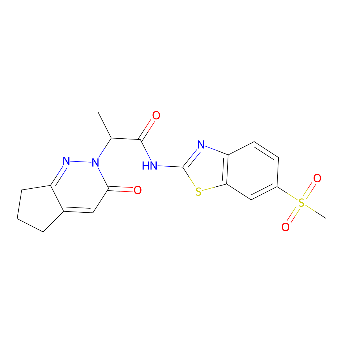 N-(6-(methylsulfonyl)benzo[d]thiazol-2-yl)-2-(3-oxo-3,5,6,7-tetrahydro-2H-cyclopenta[c]pyridazin-2-yl)propanamide molecular structure, CAS 2034234-49-4