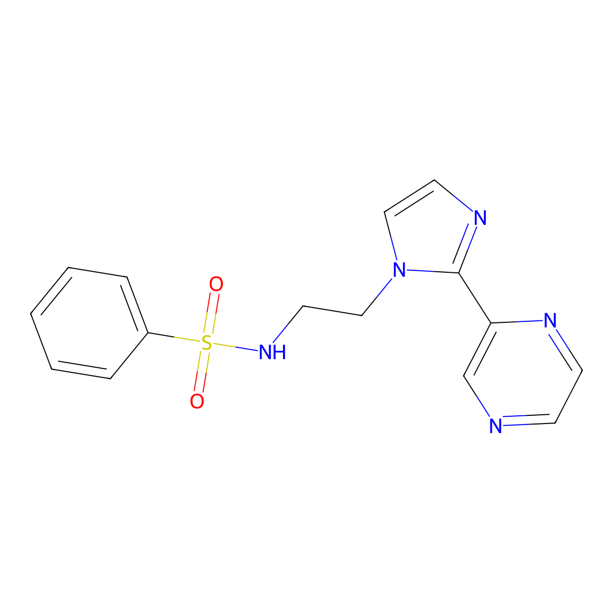 N-{2-[2-(pyrazin-2-yl)-1H-imidazol-1-yl]ethyl}benzenesulfonamide molecular structure, CAS 2034234-52-9