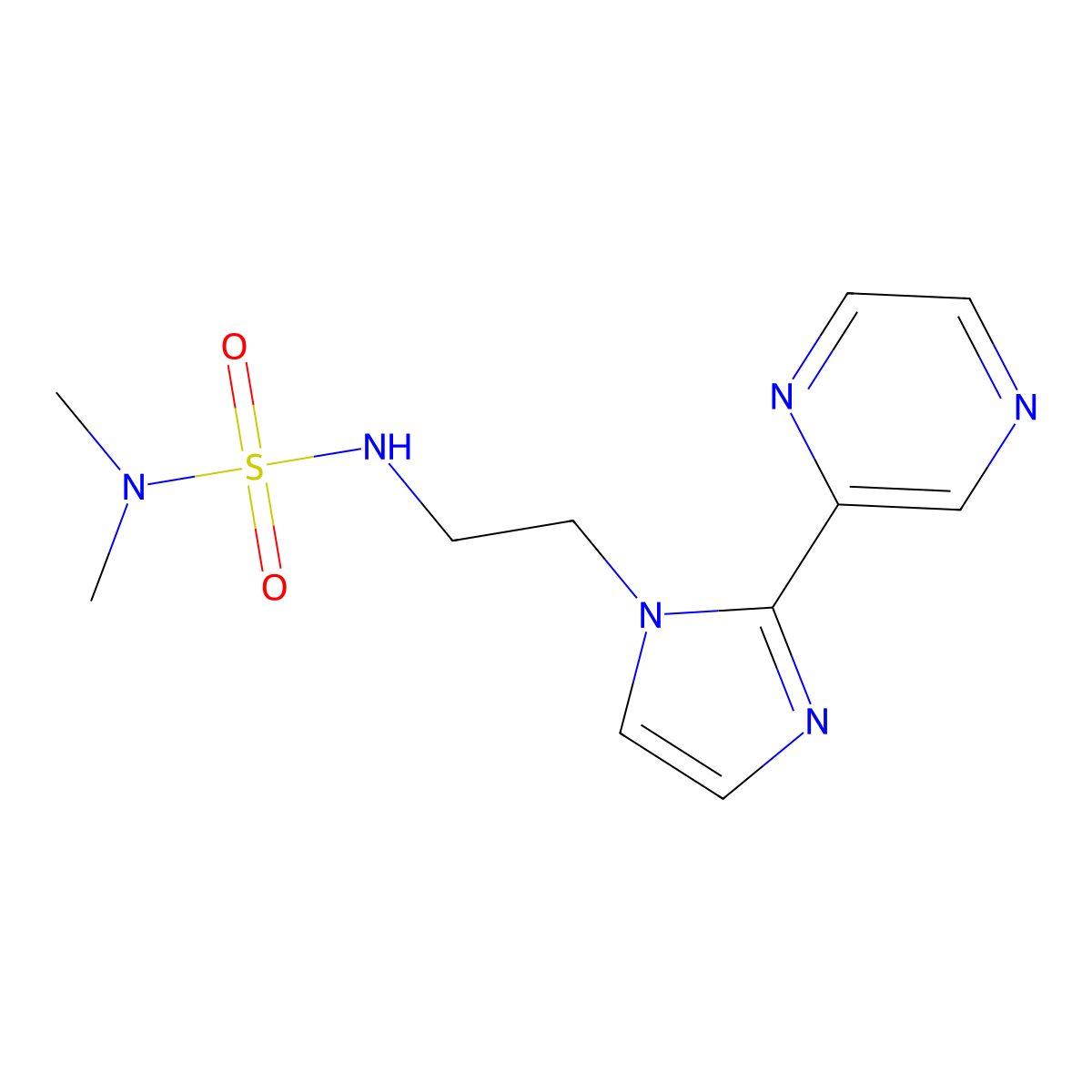dimethyl({2-[2-(pyrazin-2-yl)-1H-imidazol-1-yl]ethyl}sulfamoyl)amine molecular structure, CAS 2034234-53-0