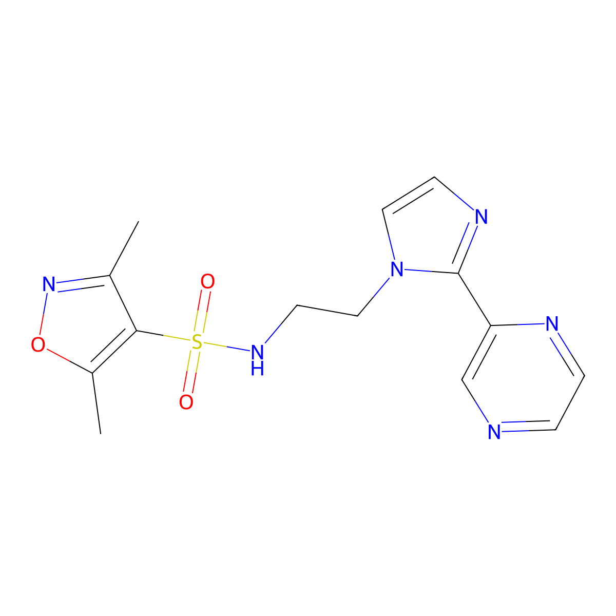 3,5-dimethyl-N-(2-(2-(pyrazin-2-yl)-1H-imidazol-1-yl)ethyl)isoxazole-4-sulfonamide molecular structure, CAS 2034234-54-1
