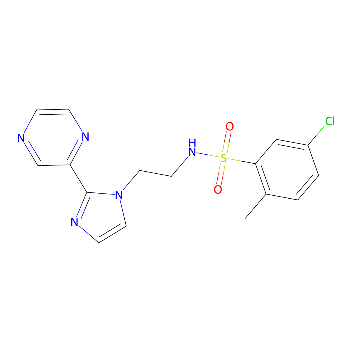5-chloro-2-methyl-N-(2-(2-(pyrazin-2-yl)-1H-imidazol-1-yl)ethyl)benzenesulfonamide molecular structure, CAS 2034234-55-2