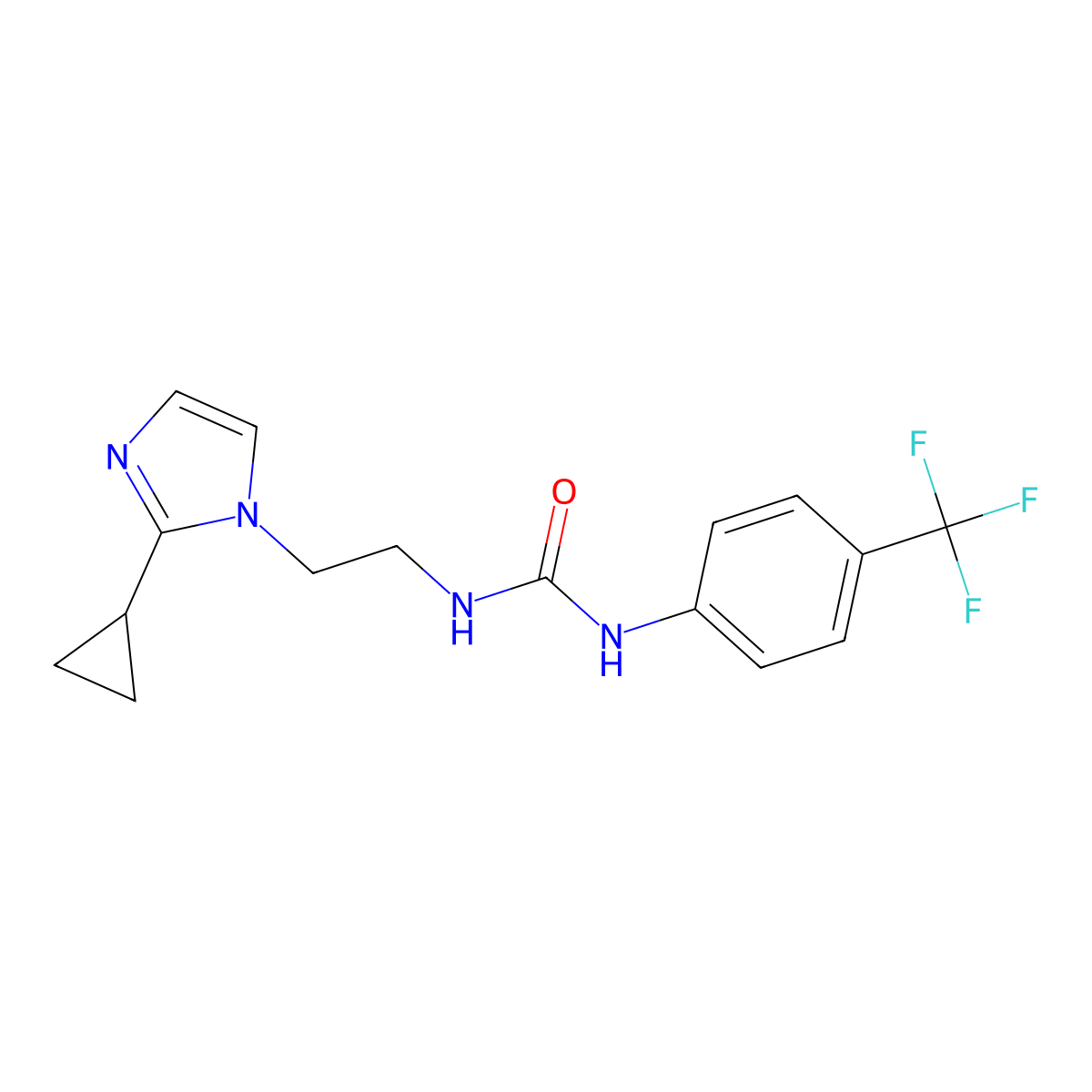 1-(2-(2-cyclopropyl-1H-imidazol-1-yl)ethyl)-3-(4-(trifluoromethyl)phenyl)urea molecular structure, CAS 2034234-64-3