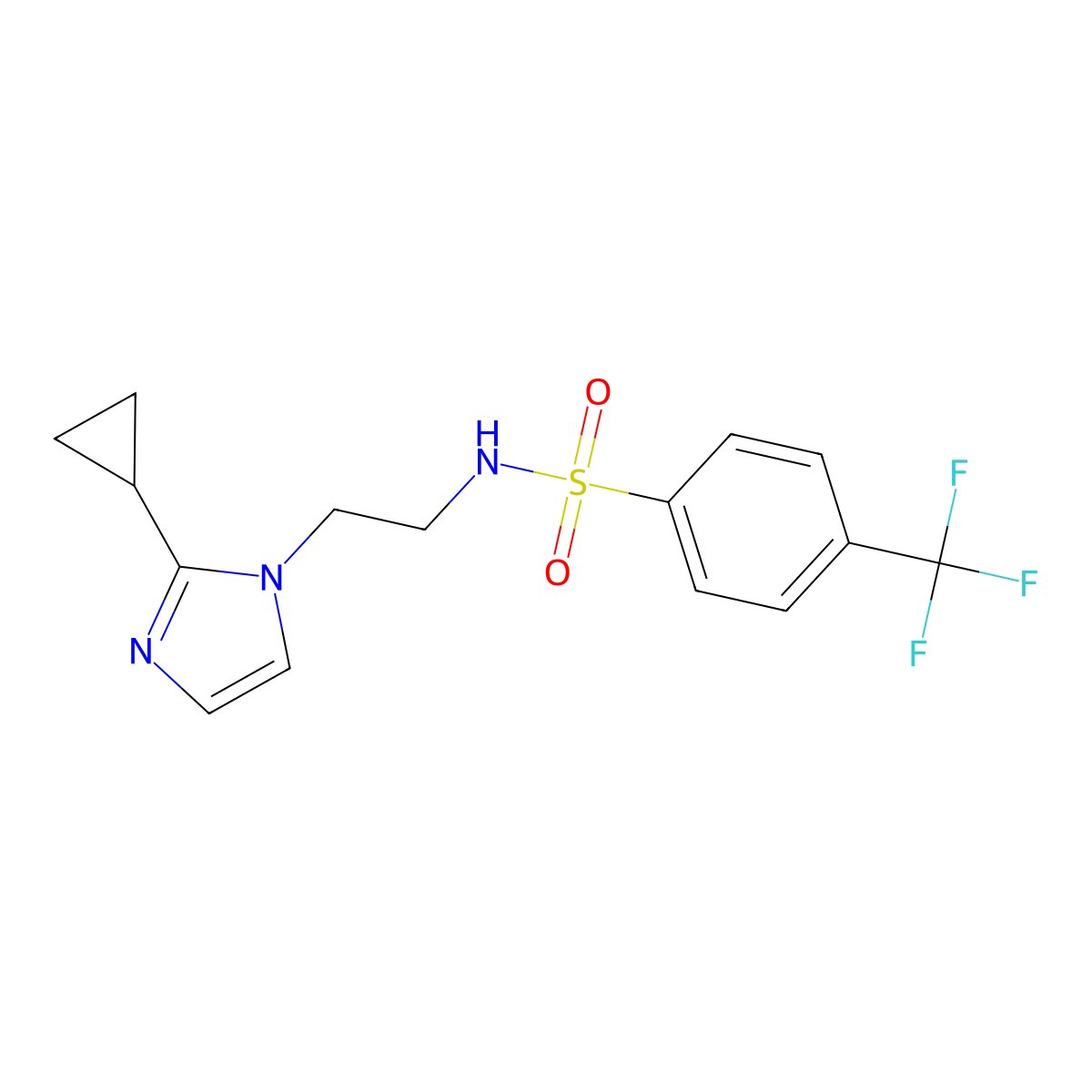 N-(2-(2-cyclopropyl-1H-imidazol-1-yl)ethyl)-4-(trifluoromethyl)benzenesulfonamide molecular structure, CAS 2034234-67-6