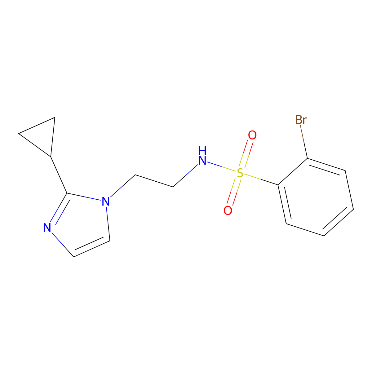 2-bromo-N-(2-(2-cyclopropyl-1H-imidazol-1-yl)ethyl)benzenesulfonamide molecular structure, CAS 2034234-68-7