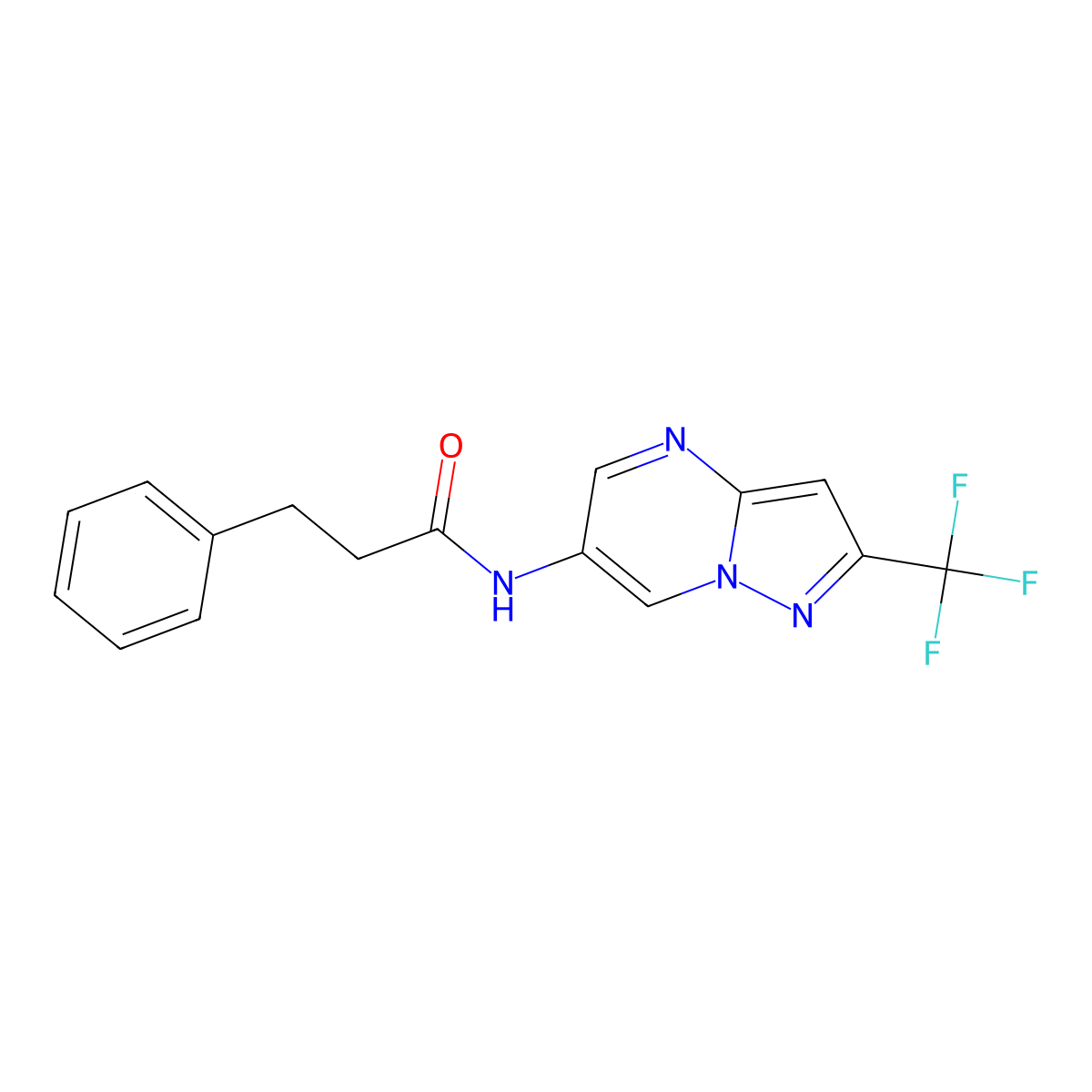 3-phenyl-N-[2-(trifluoromethyl)pyrazolo[1,5-a]pyrimidin-6-yl]propanamide molecular structure, CAS 2034234-72-3