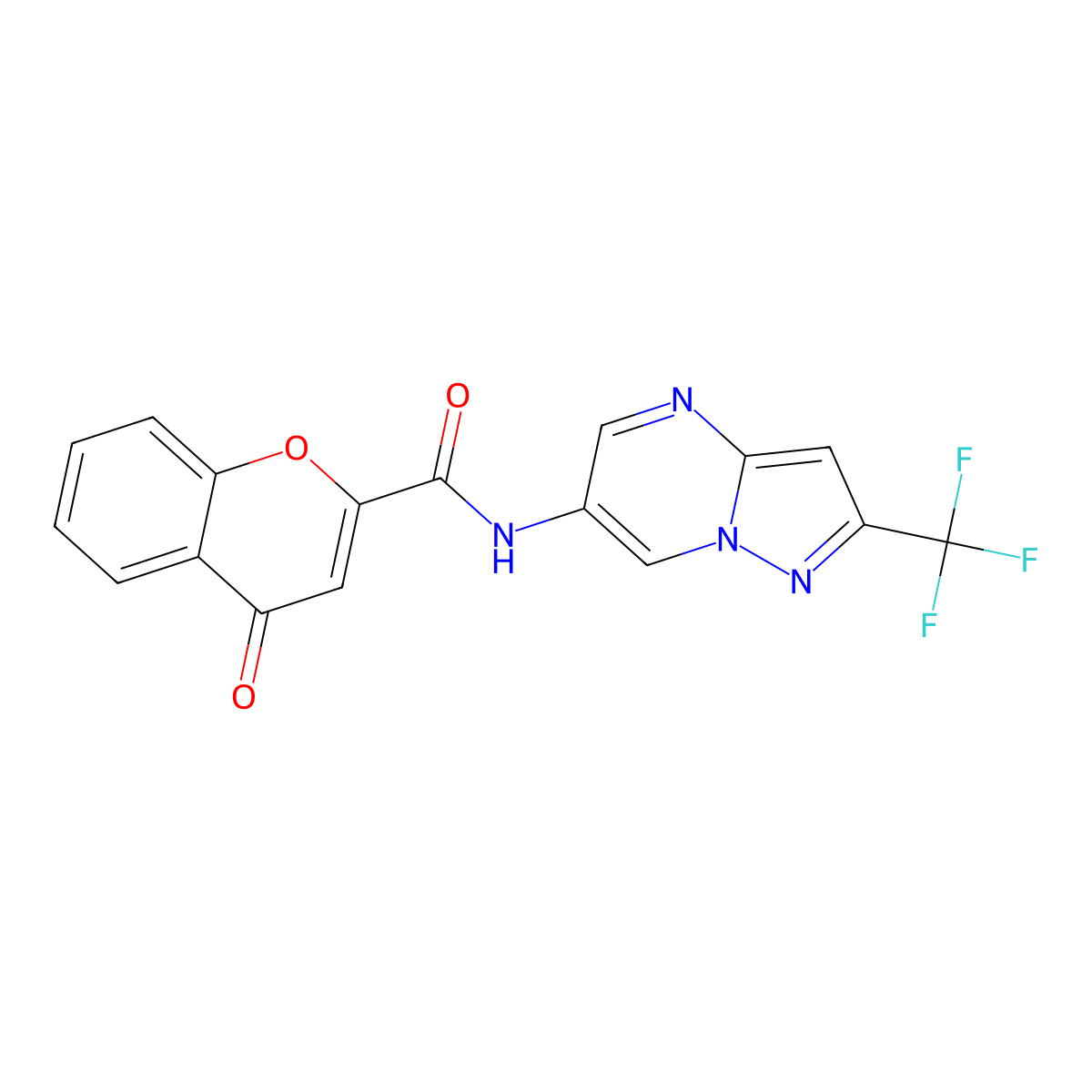 4-oxo-N-[2-(trifluoromethyl)pyrazolo[1,5-a]pyrimidin-6-yl]-4H-chromene-2-carboxamide molecular structure, CAS 2034234-73-4