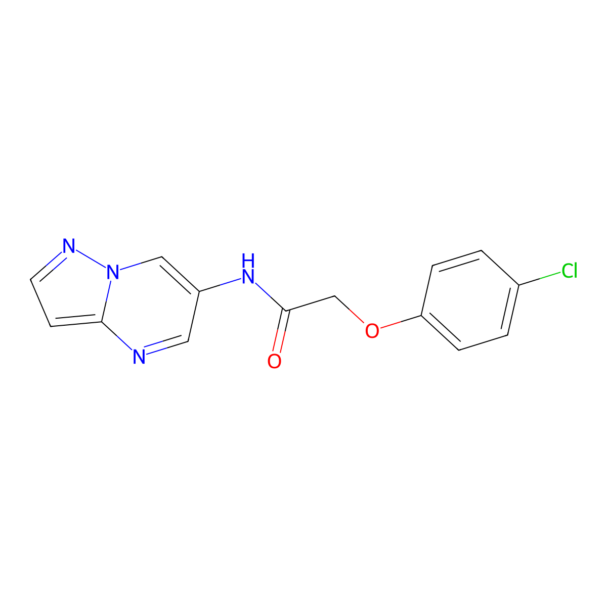 2-(4-chlorophenoxy)-N-{pyrazolo[1,5-a]pyrimidin-6-yl}acetamide molecular structure, CAS 2034234-81-4