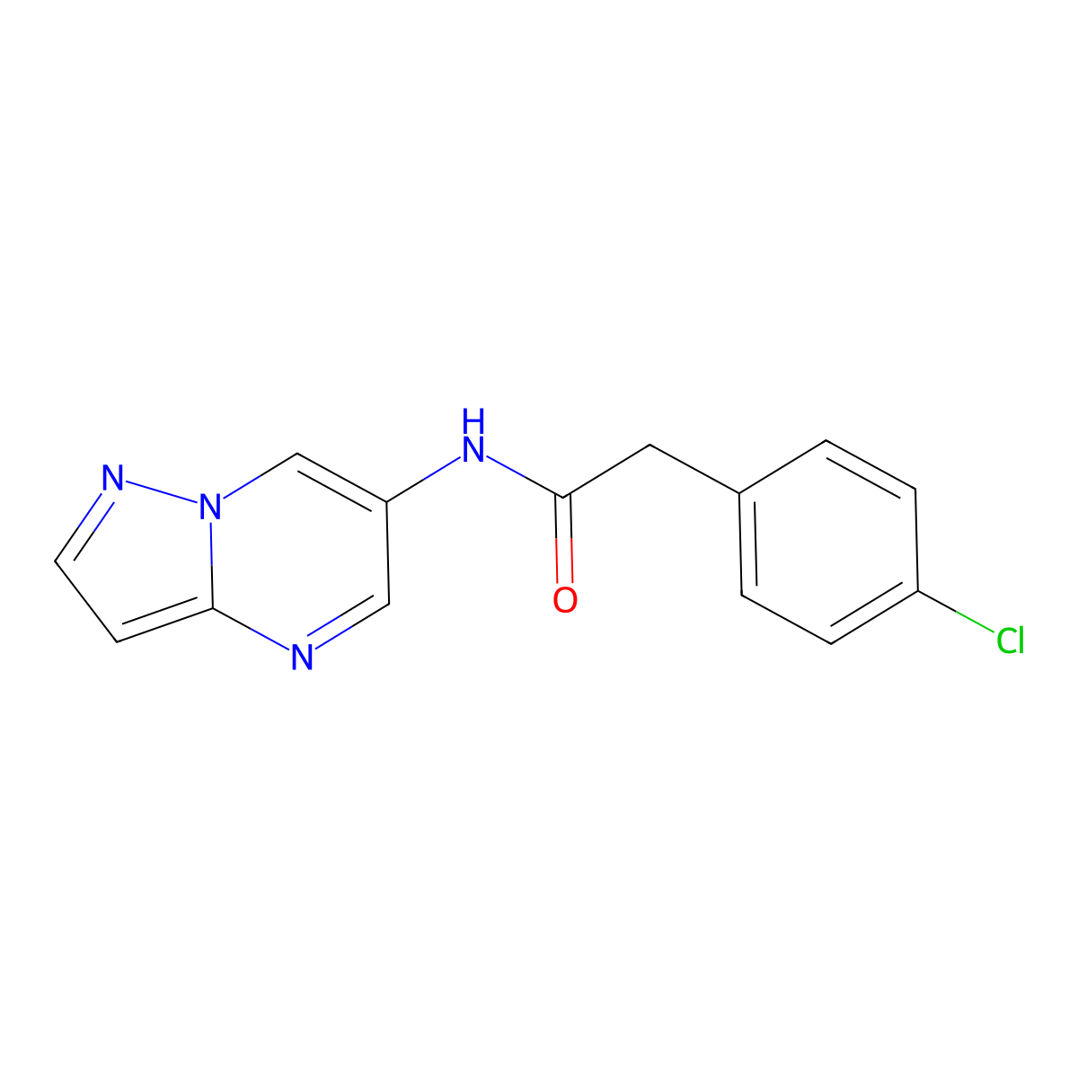 2-(4-chlorophenyl)-N-(pyrazolo[1,5-a]pyrimidin-6-yl)acetamide molecular structure, CAS 2034234-82-5