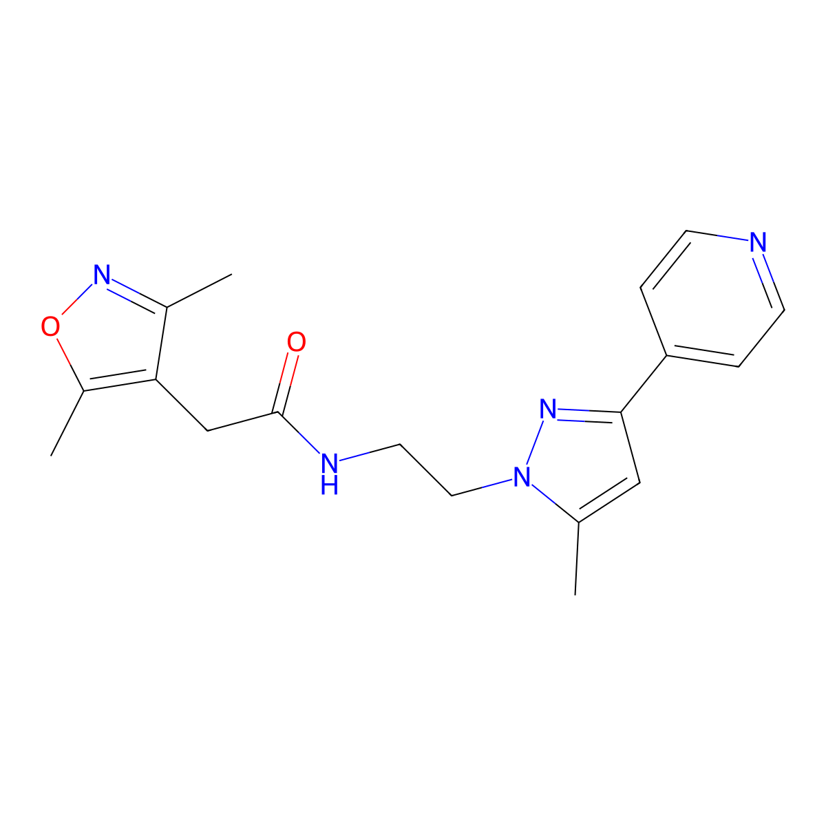 2-(3,5-dimethylisoxazol-4-yl)-N-(2-(5-methyl-3-(pyridin-4-yl)-1H-pyrazol-1-yl)ethyl)acetamide molecular structure, CAS 2034234-92-7