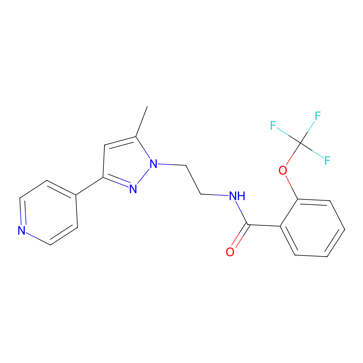 N-{2-[5-methyl-3-(pyridin-4-yl)-1H-pyrazol-1-yl]ethyl}-2-(trifluoromethoxy)benzamide molecular structure, CAS 2034234-94-9