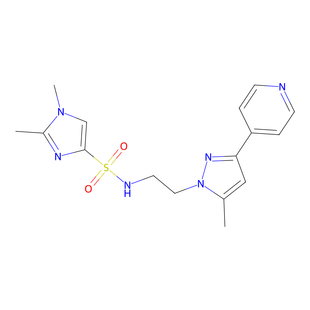 1,2-dimethyl-N-{2-[5-methyl-3-(pyridin-4-yl)-1H-pyrazol-1-yl]ethyl}-1H-imidazole-4-sulfonamide molecular structure, CAS 2034234-99-4