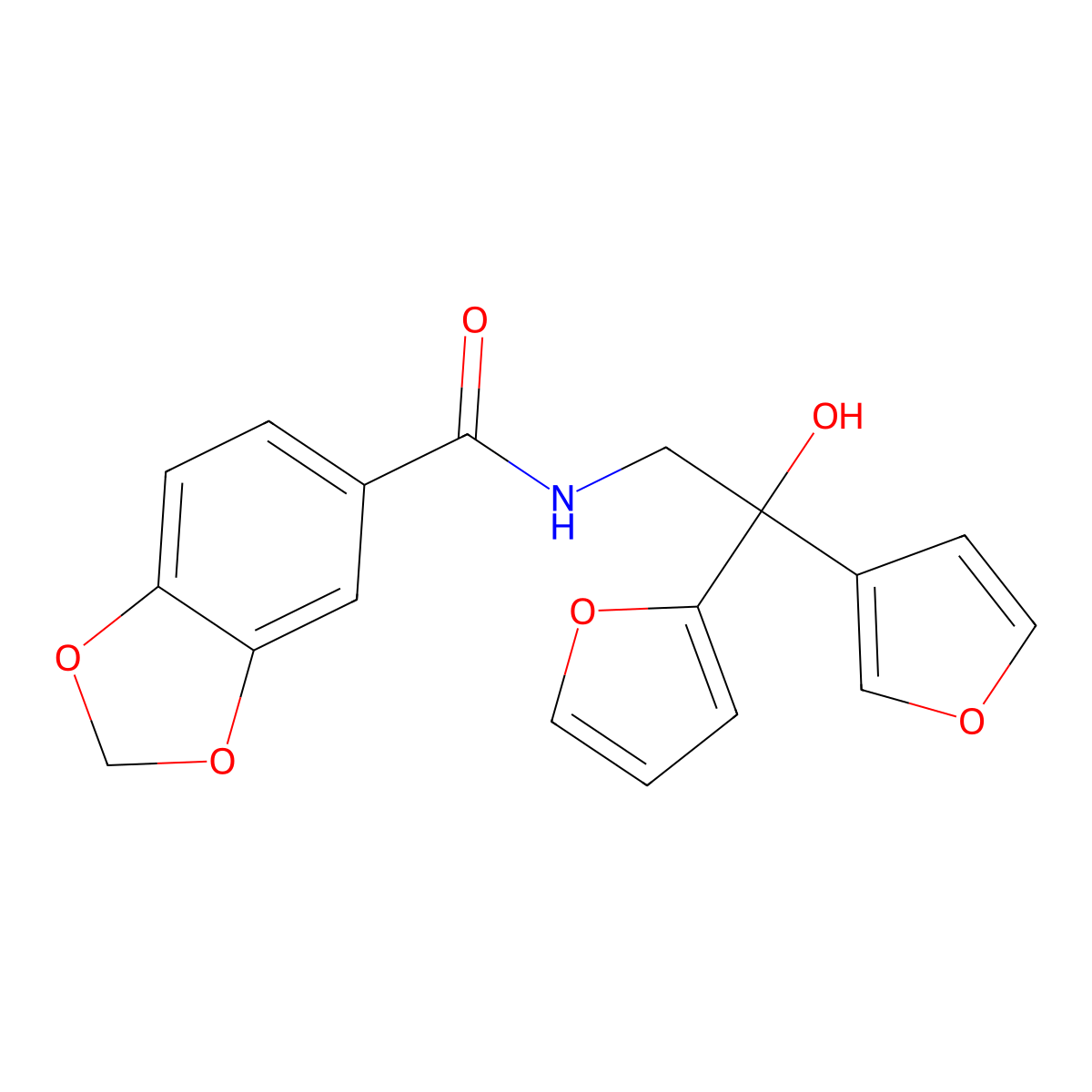 N-(2-(furan-2-yl)-2-(furan-3-yl)-2-hydroxyethyl)benzo[d][1,3]dioxole-5-carboxamide molecular structure, CAS 2034235-03-3