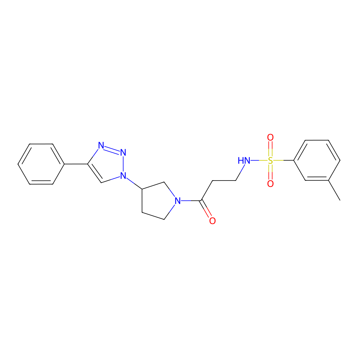 3-methyl-N-(3-oxo-3-(3-(4-phenyl-1H-1,2,3-triazol-1-yl)pyrrolidin-1-yl)propyl)benzenesulfonamide molecular structure, CAS 2034235-04-4