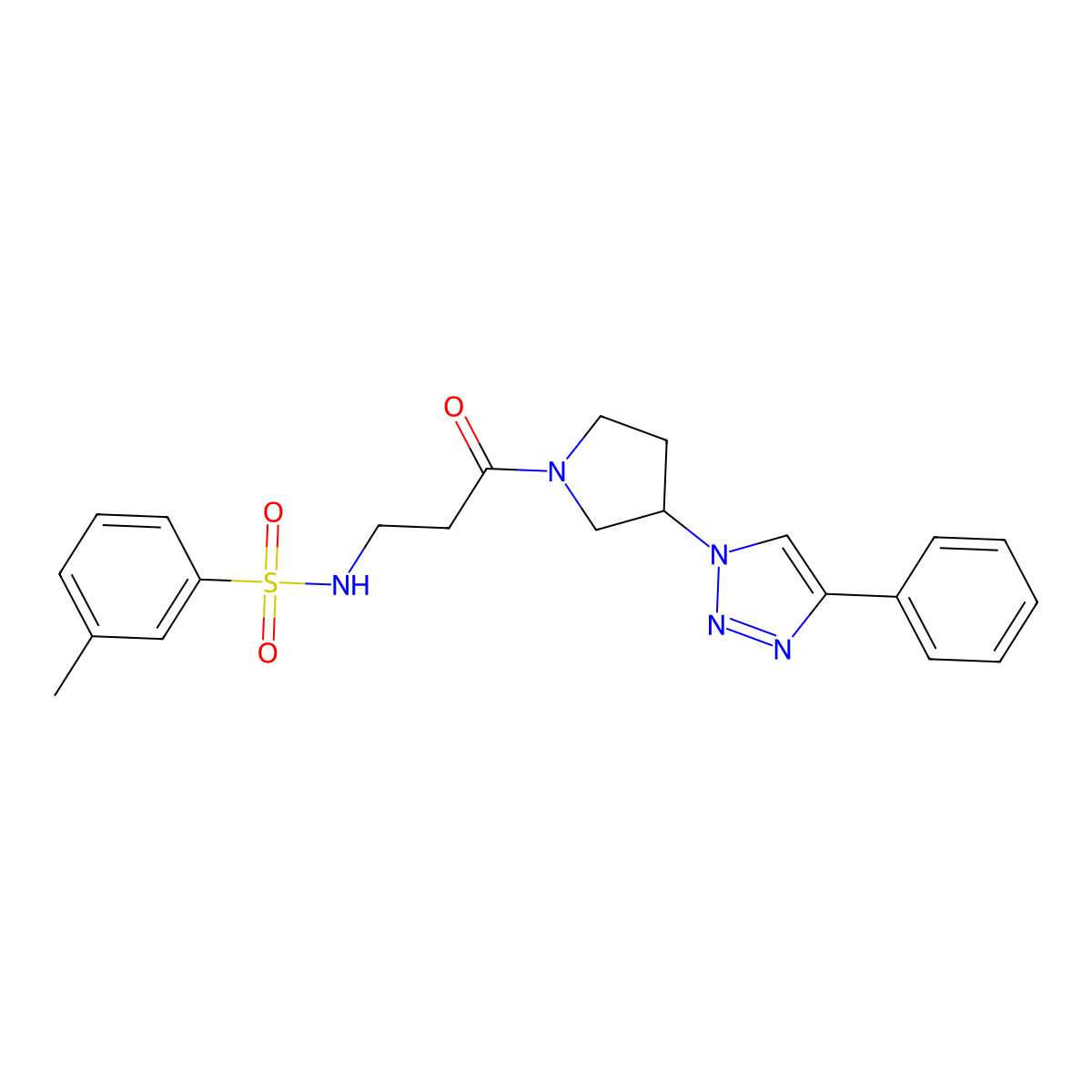 3-methyl-N-(3-oxo-3-(3-(4-phenyl-1H-1,2,3-triazol-1-yl)pyrrolidin-1-yl)propyl)benzenesulfonamide molecular structure, CAS 2034235-04-4