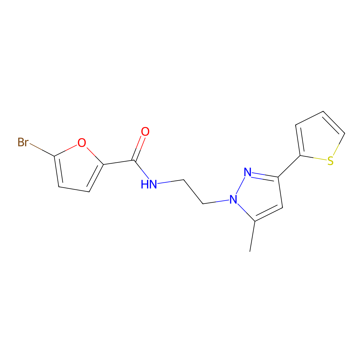 5-bromo-N-(2-(5-methyl-3-(thiophen-2-yl)-1H-pyrazol-1-yl)ethyl)furan-2-carboxamide molecular structure, CAS 2034235-08-8
