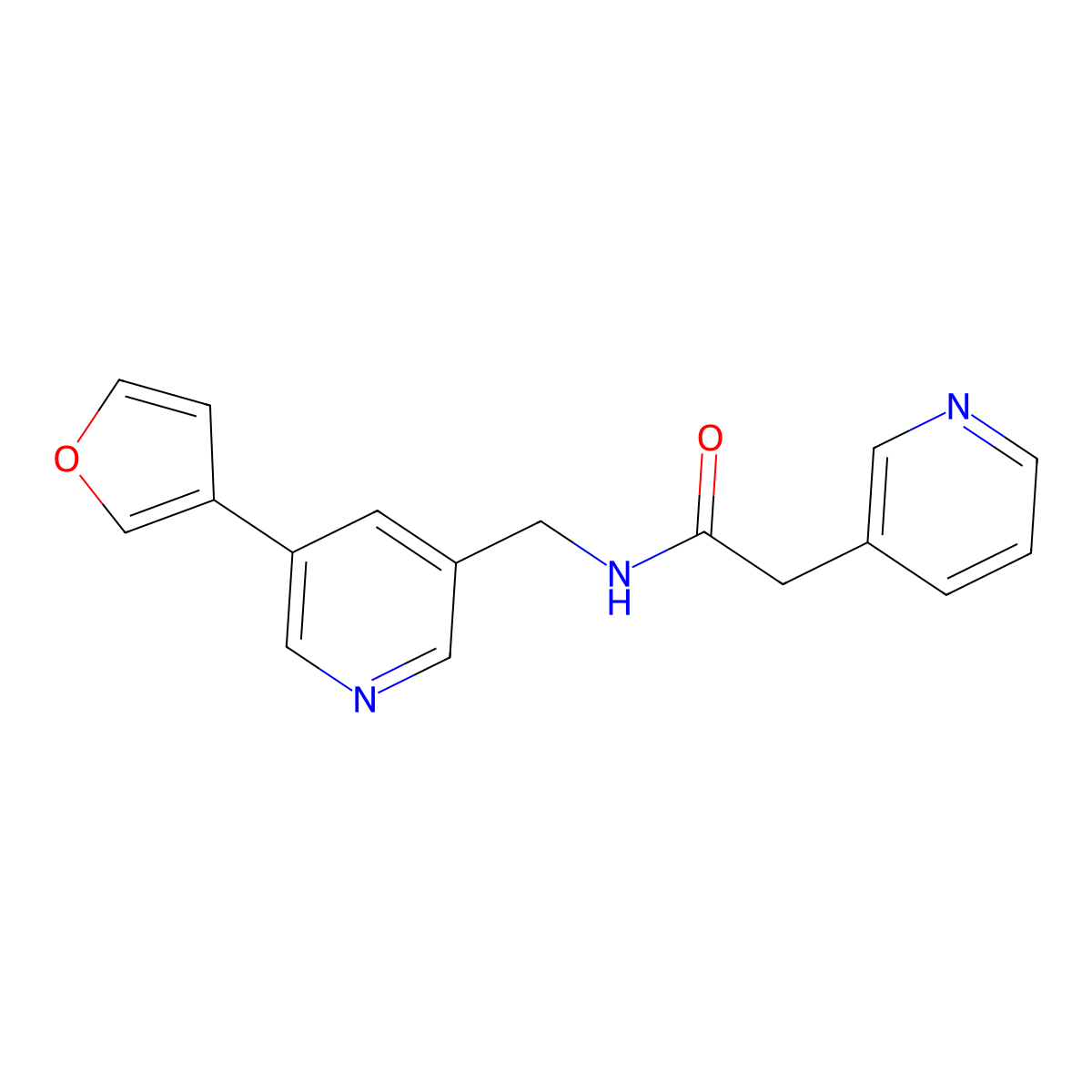 N-{[5-(furan-3-yl)pyridin-3-yl]methyl}-2-(pyridin-3-yl)acetamide molecular structure, CAS 2034235-09-9
