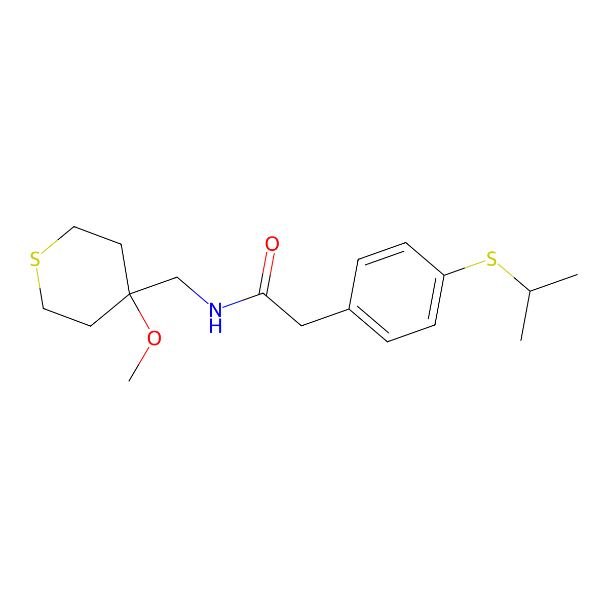 2-(4-(isopropylthio)phenyl)-N-((4-methoxytetrahydro-2H-thiopyran-4-yl)methyl)acetamide molecular structure, CAS 2034235-32-8