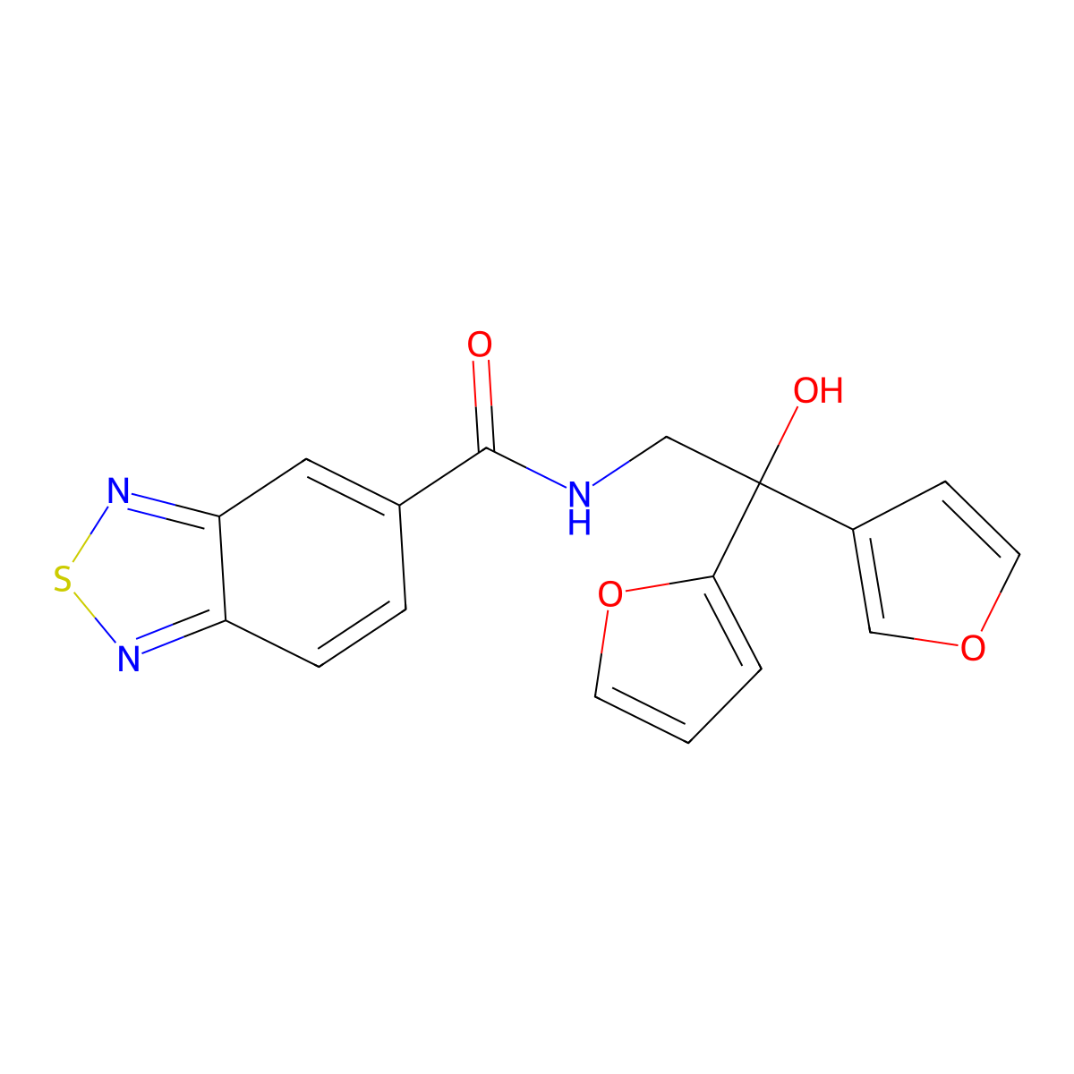 N-(2-(furan-2-yl)-2-(furan-3-yl)-2-hydroxyethyl)benzo[c][1,2,5]thiadiazole-5-carboxamide molecular structure, CAS 2034235-43-1