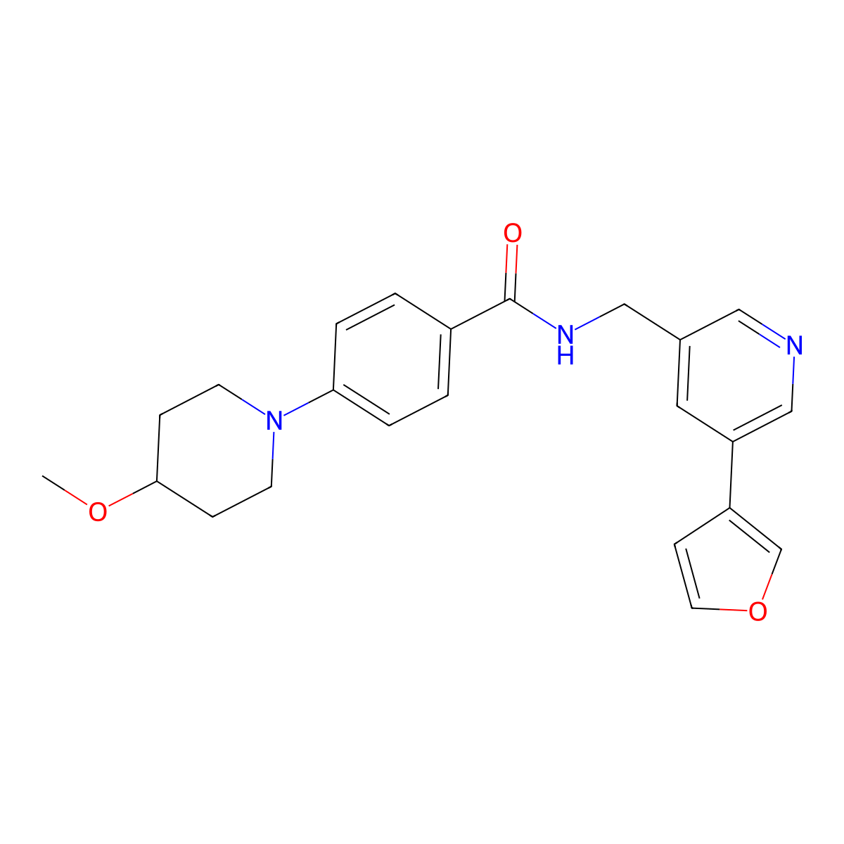 N-{[5-(furan-3-yl)pyridin-3-yl]methyl}-4-(4-methoxypiperidin-1-yl)benzamide molecular structure, CAS 2034235-45-3