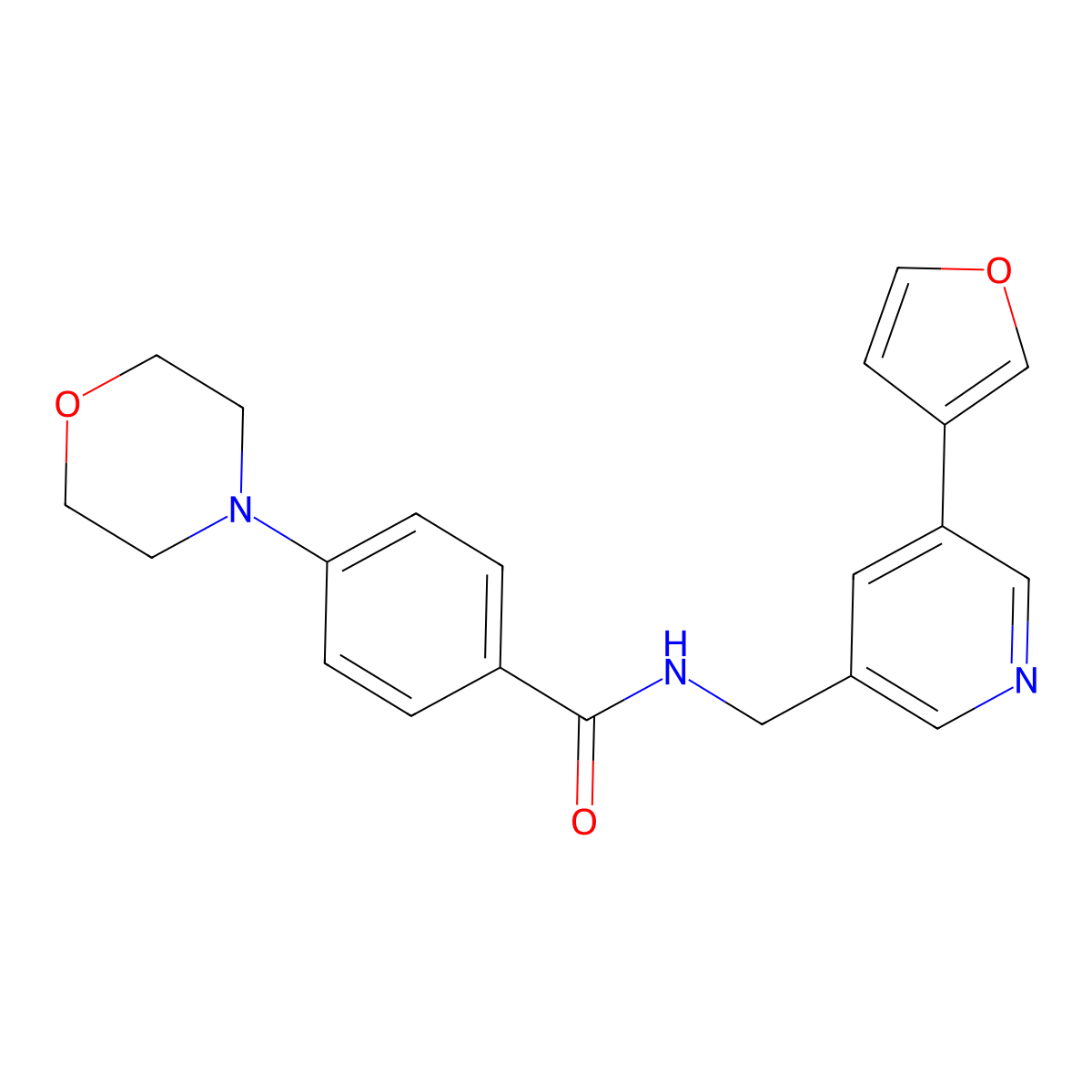 N-((5-(furan-3-yl)pyridin-3-yl)methyl)-4-morpholinobenzamide molecular structure, CAS 2034235-54-4