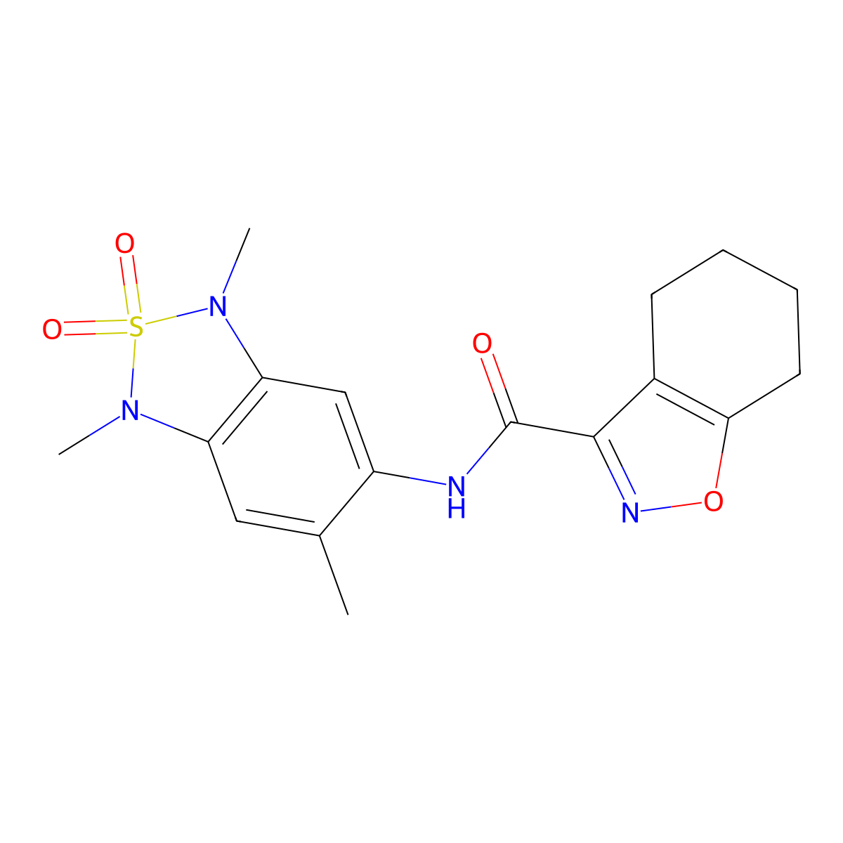 N-(1,3,6-trimethyl-2,2-dioxido-1,3-dihydrobenzo[c][1,2,5]thiadiazol-5-yl)-4,5,6,7-tetrahydrobenzo[d]isoxazole-3-carboxamide molecular structure, CAS 2034235-60-2