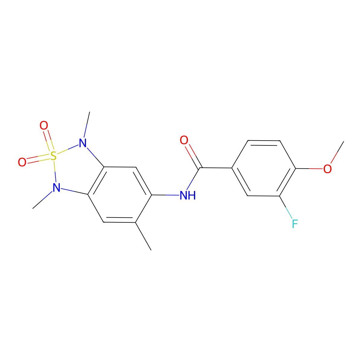 3-fluoro-4-methoxy-N-(1,3,6-trimethyl-2,2-dioxido-1,3-dihydrobenzo[c][1,2,5]thiadiazol-5-yl)benzamide molecular structure, CAS 2034235-70-4