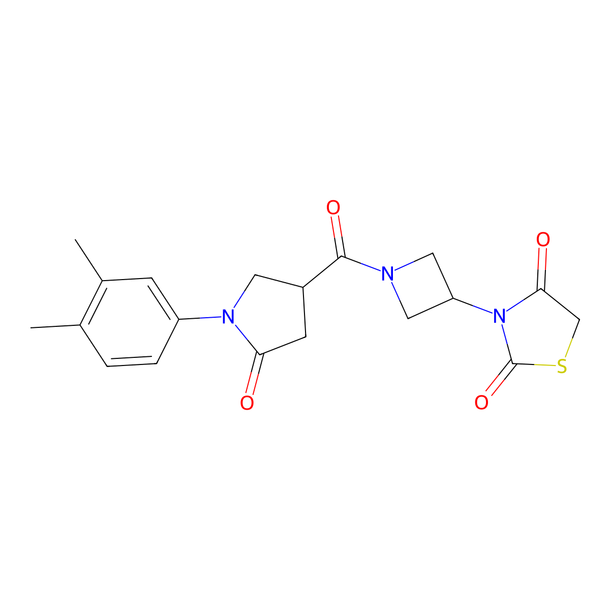 3-(1-(1-(3,4-Dimethylphenyl)-5-oxopyrrolidine-3-carbonyl)azetidin-3-yl)thiazolidine-2,4-dione molecular structure, CAS 2034235-71-5