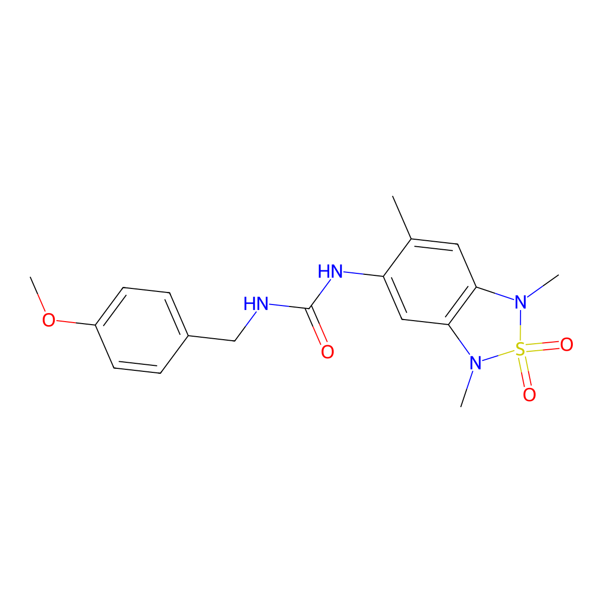 1-(4-Methoxybenzyl)-3-(1,3,6-trimethyl-2,2-dioxido-1,3-dihydrobenzo[c][1,2,5]thiadiazol-5-yl)urea molecular structure, CAS 2034235-84-0