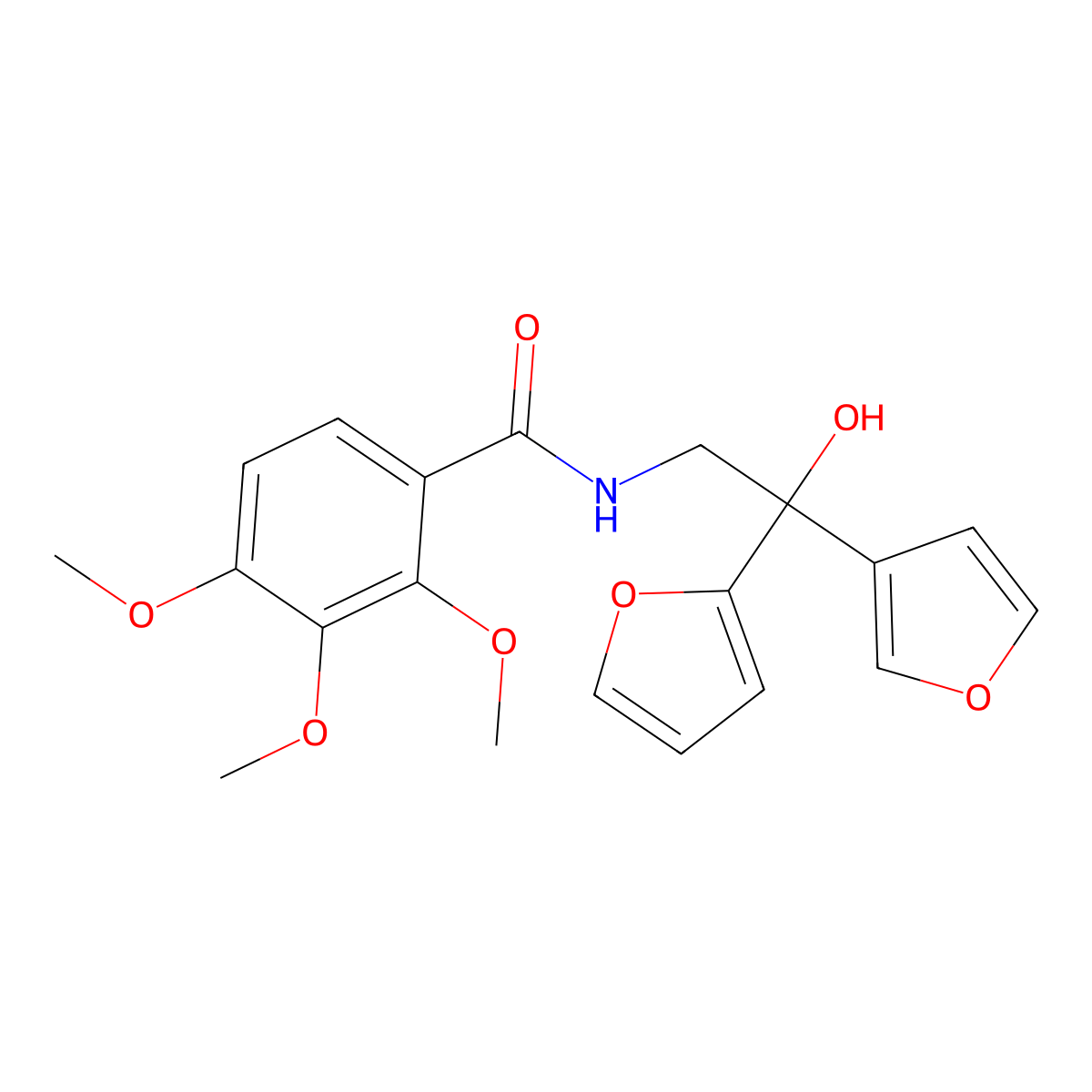 N-[2-(furan-2-yl)-2-(furan-3-yl)-2-hydroxyethyl]-2,3,4-trimethoxybenzamide molecular structure, CAS 2034235-85-1