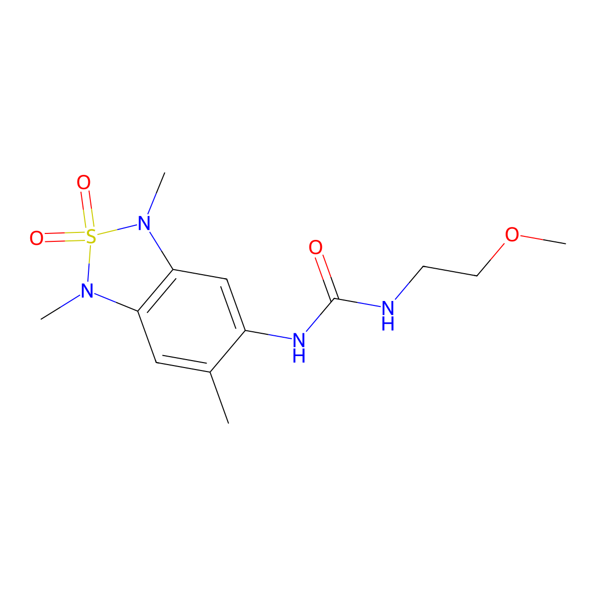 1-(2-Methoxyethyl)-3-(1,3,6-trimethyl-2,2-dioxido-1,3-dihydrobenzo[c][1,2,5]thiadiazol-5-yl)urea molecular structure, CAS 2034235-94-2