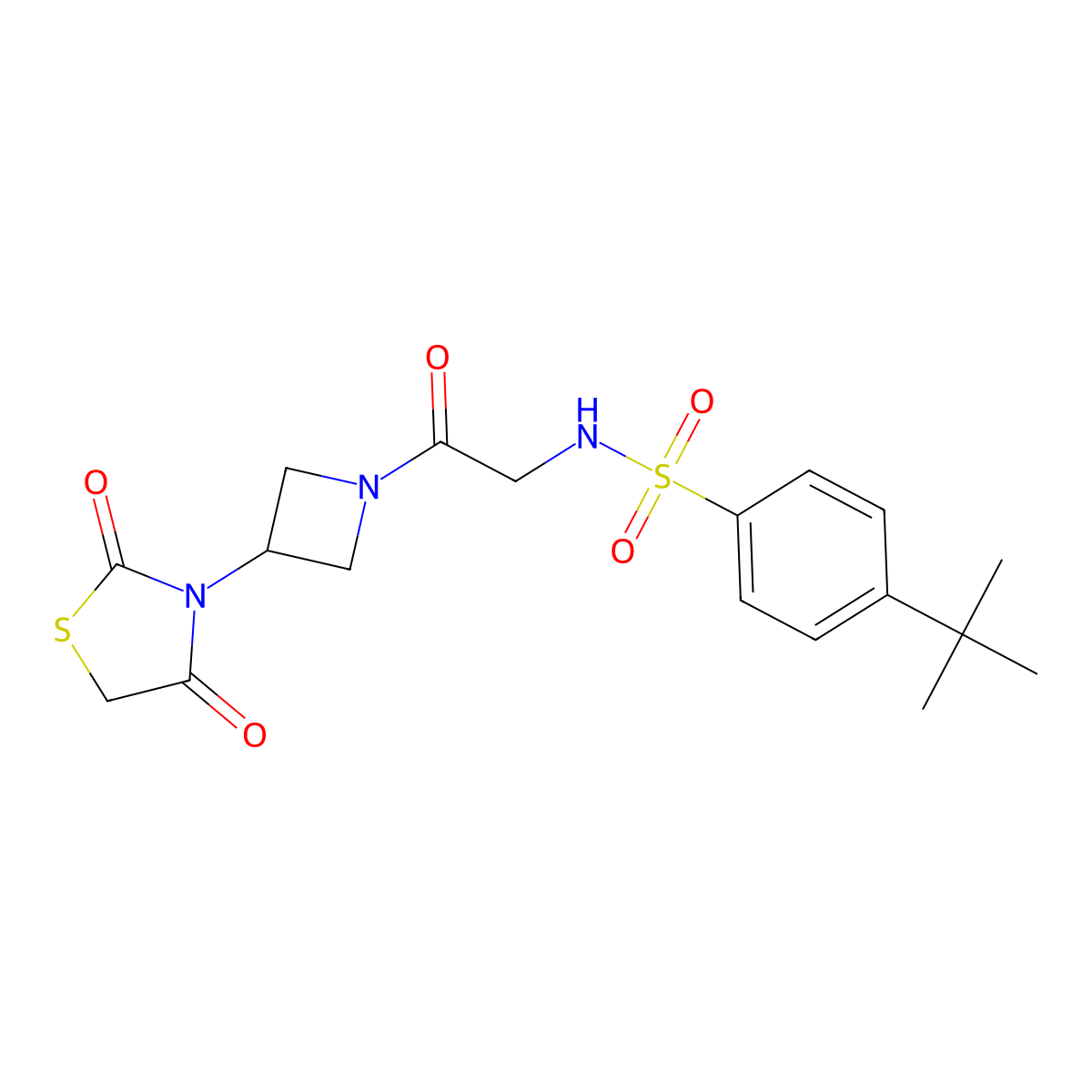 4-(tert-butyl)-N-(2-(3-(2,4-dioxothiazolidin-3-yl)azetidin-1-yl)-2-oxoethyl)benzenesulfonamide molecular structure, CAS 2034236-07-0