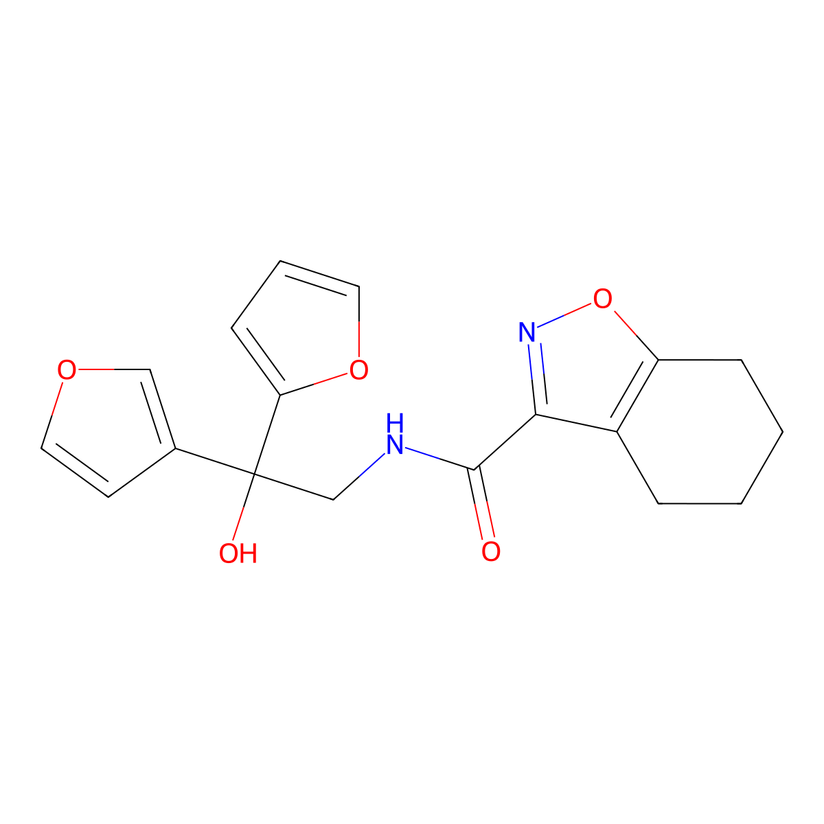 N-(2-(furan-2-yl)-2-(furan-3-yl)-2-hydroxyethyl)-4,5,6,7-tetrahydrobenzo[d]isoxazole-3-carboxamide molecular structure, CAS 2034236-08-1